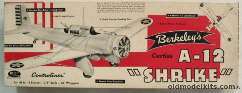 Berkeley Curtiss A-12 Shrike Flying Model Airplane Kit, 7-4 595 plastic model kit